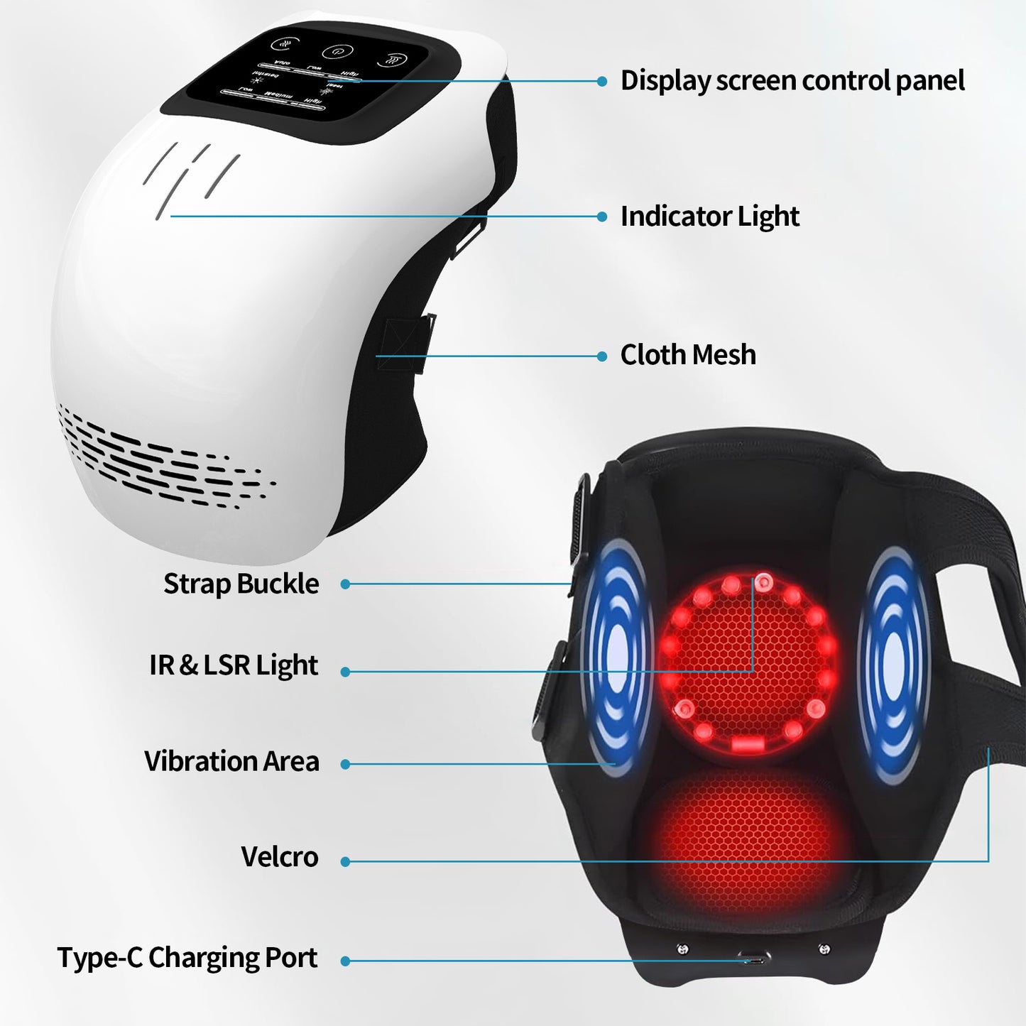 Smart Electric Knee Massager with Heat, Vibration & Infrared Laser Therapy – Rechargeable Pain Relief Device