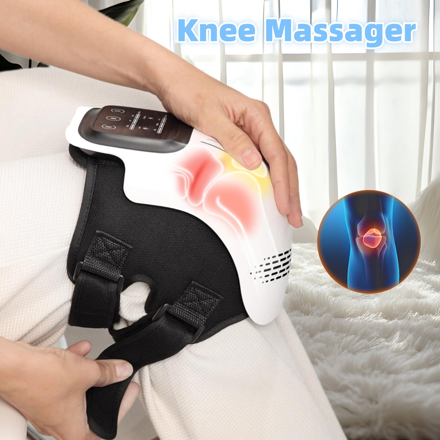 Smart Electric Knee Massager with Heat, Vibration & Infrared Laser Therapy – Rechargeable Pain Relief Device